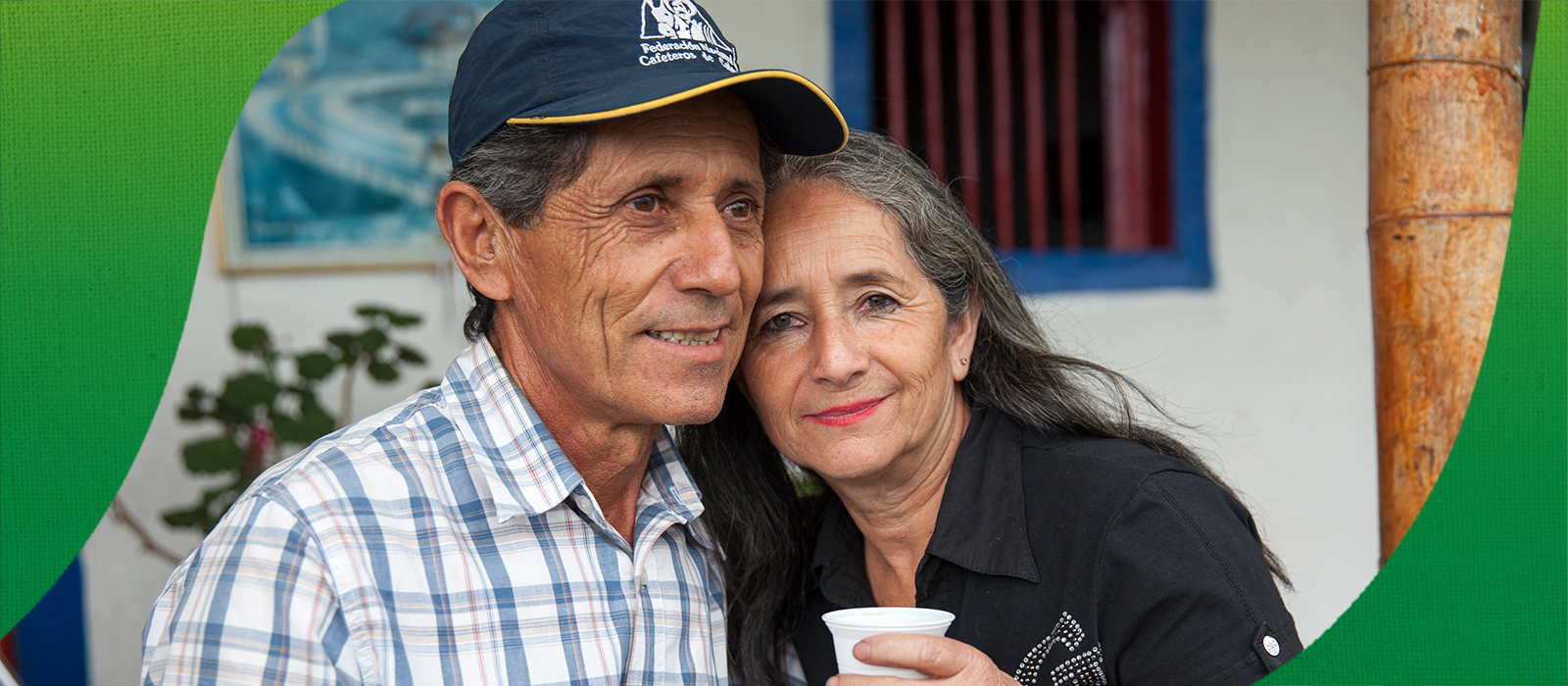 Coffee farmers enjoying a cup of coffee