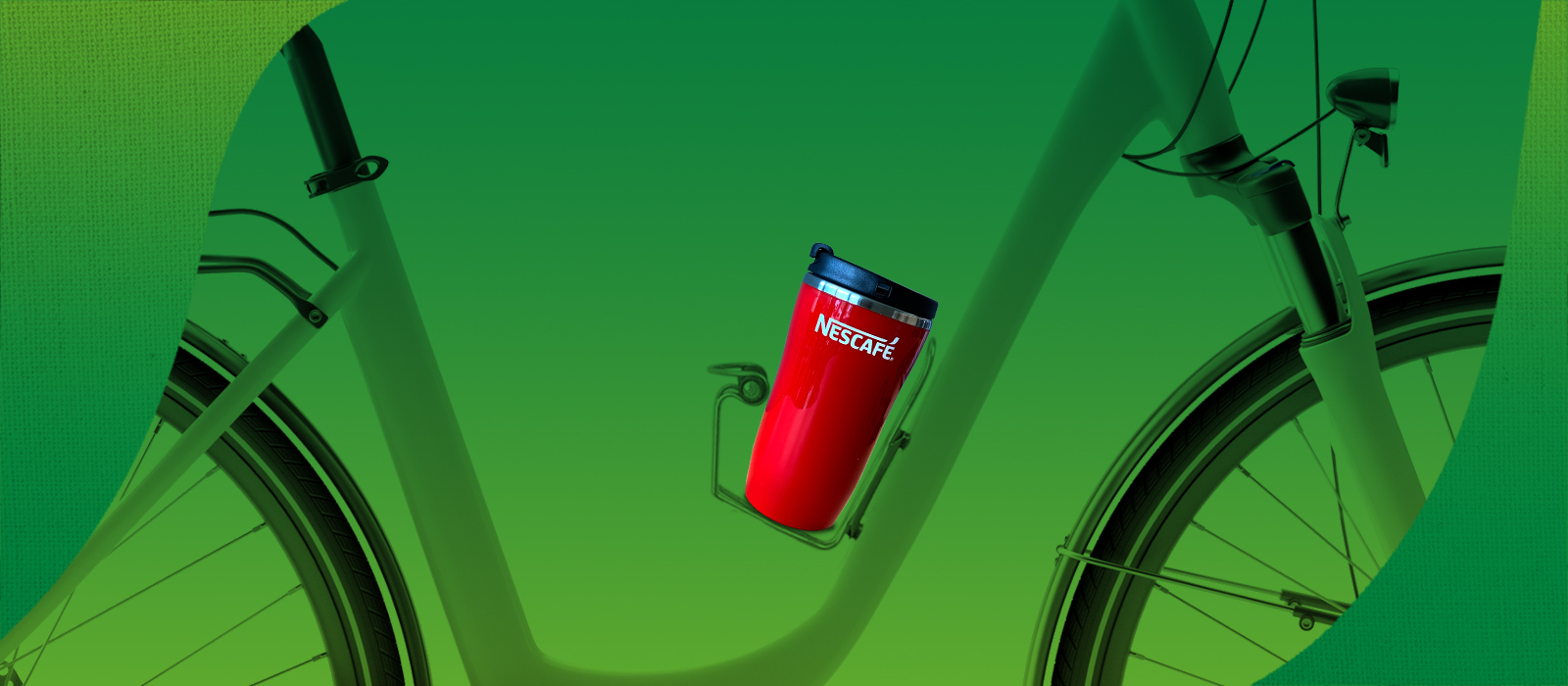 Reusable coffee cup on a bike
